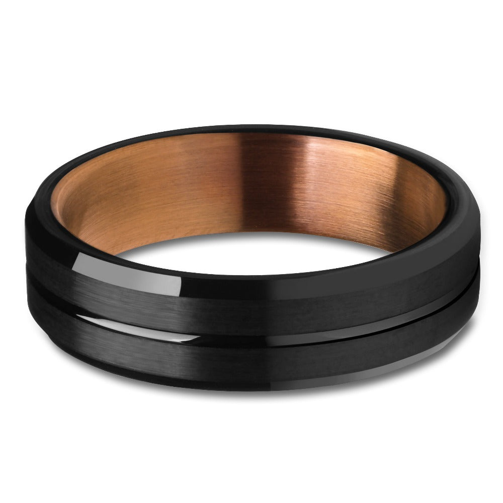 6mm Espresso Wedding Ring Black Tungsten Ring Tungsten Carbide Ring Engagement Ring