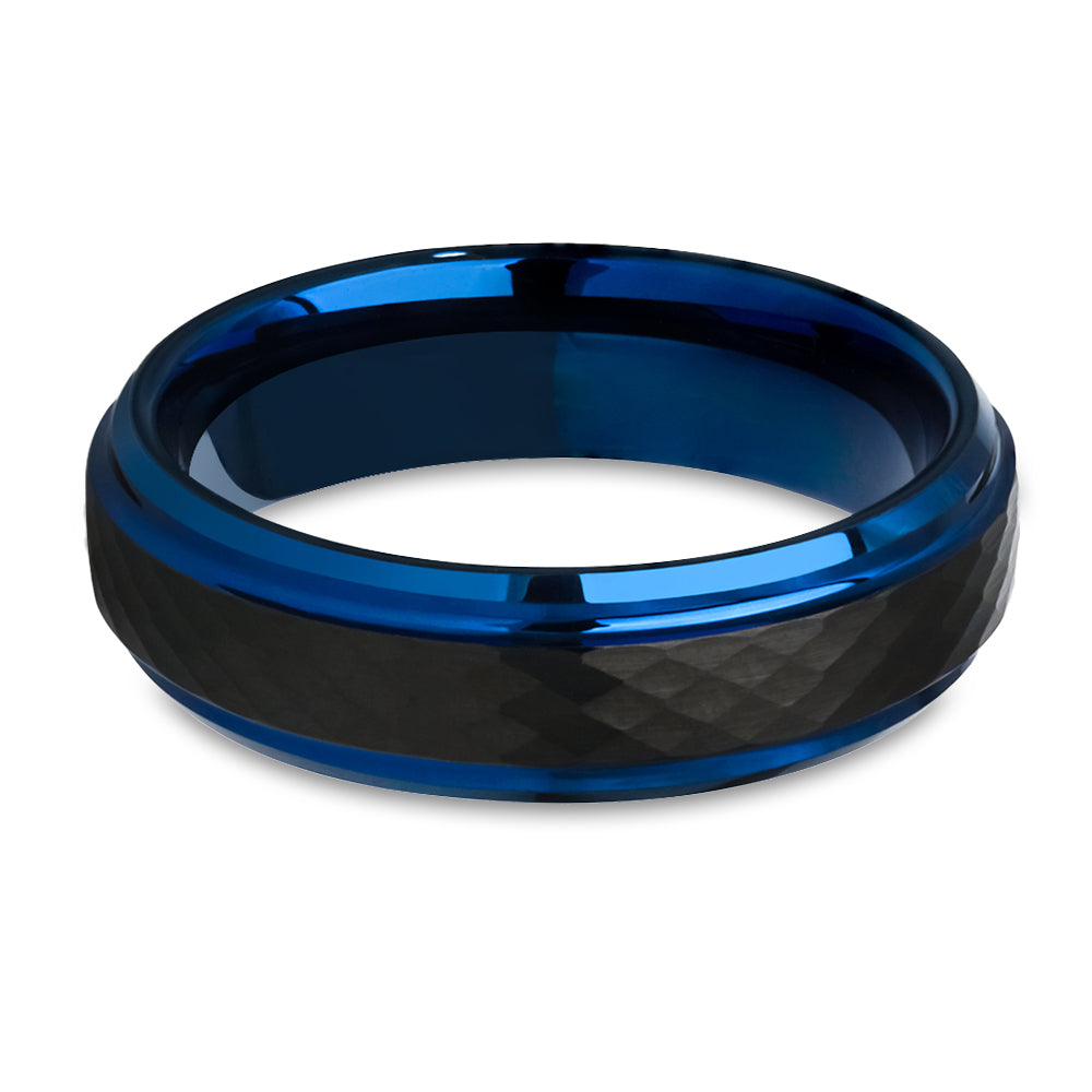 6mm Blue Tungsten Wedding Ring Black Wedding Ring Tungsten Carbide Ring Anniversary