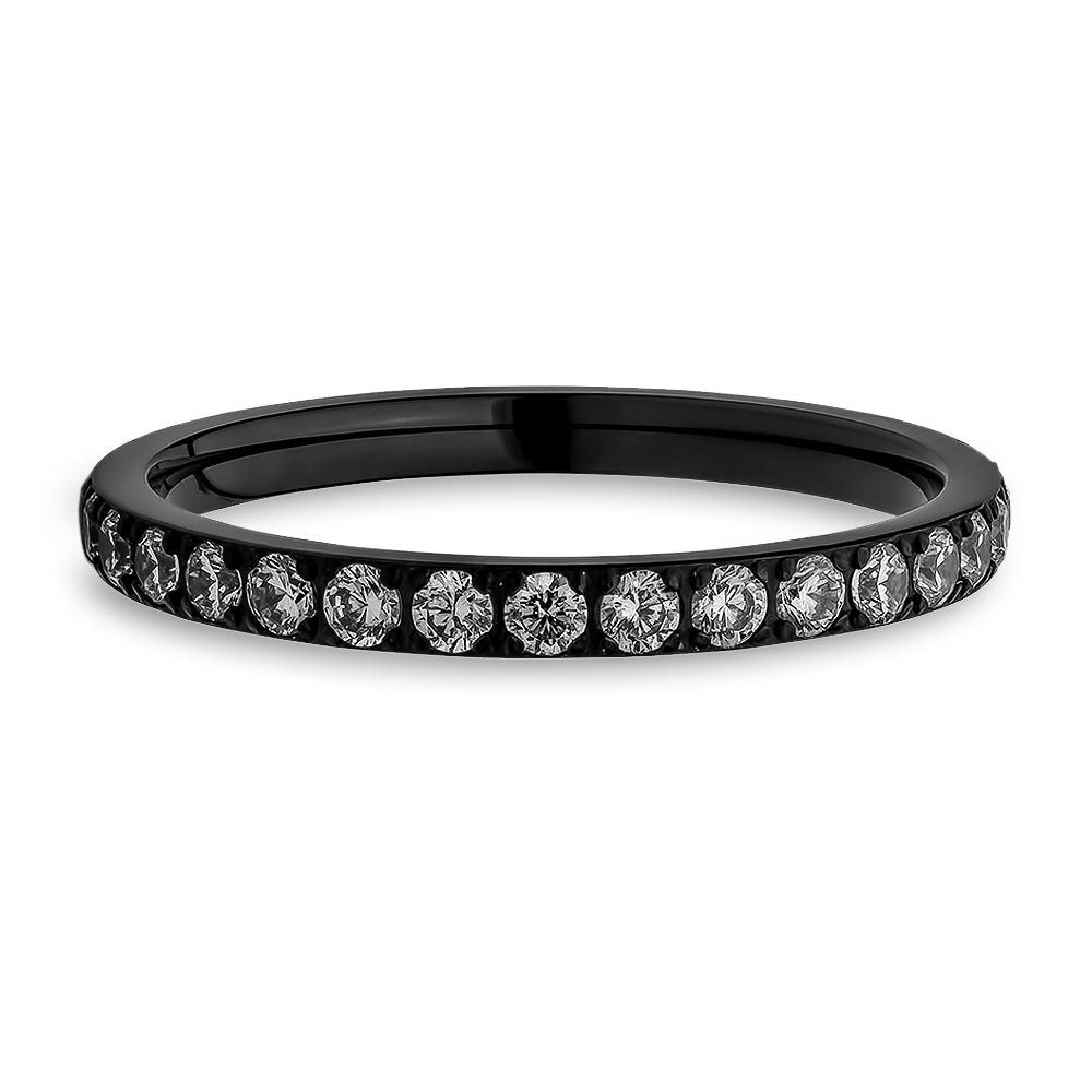 Black Eternity Ring Titanium Ring CZ Wedding Ring Ladies Wedding Ring