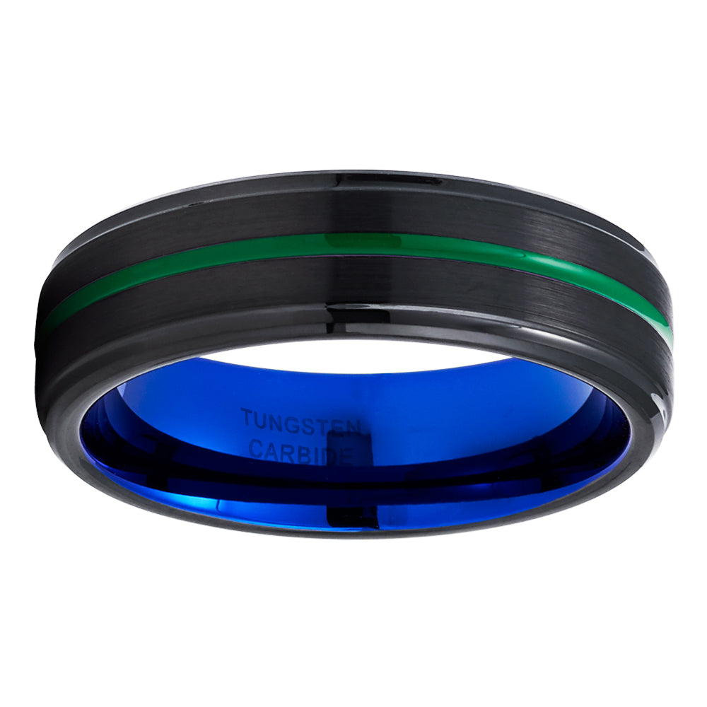 Blue Tungsten Wedding Ring Green Tungsten Ring Engagement Ring 6mm