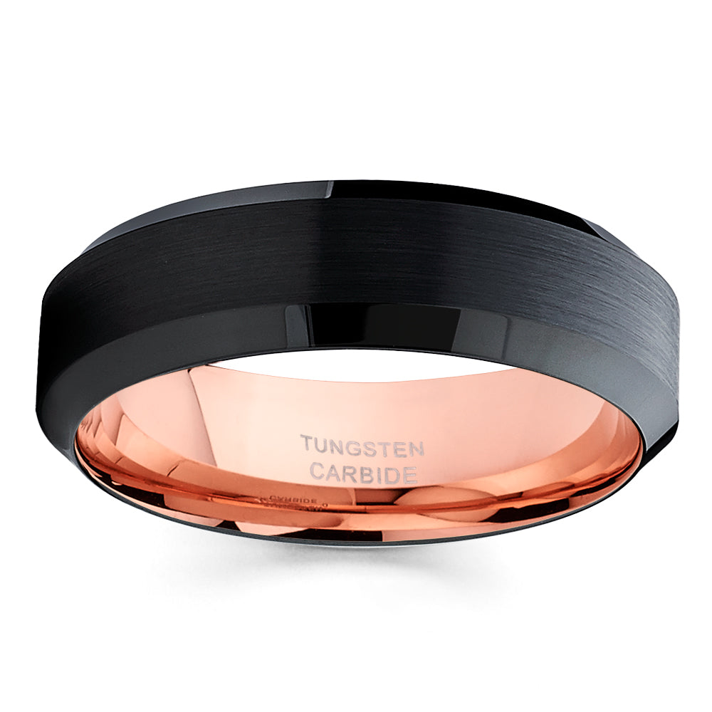 6mm Wedding Ring Black Wedding Band Tungsten Carbide Ring Engagement RinG