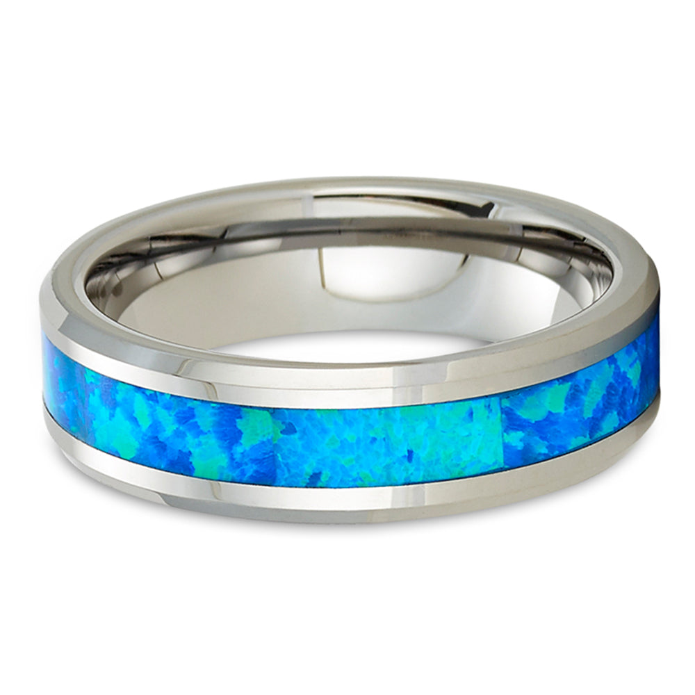 Opal Wedding Ring 6mm Wedding Ring,Tungsten Wedding Ring Anniversary Ring