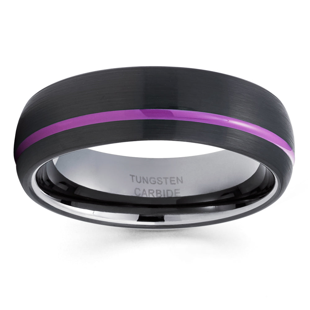 6mm Purple Wedding Ring Black Tungsten RingT ungsten Carbide Ring Engagement