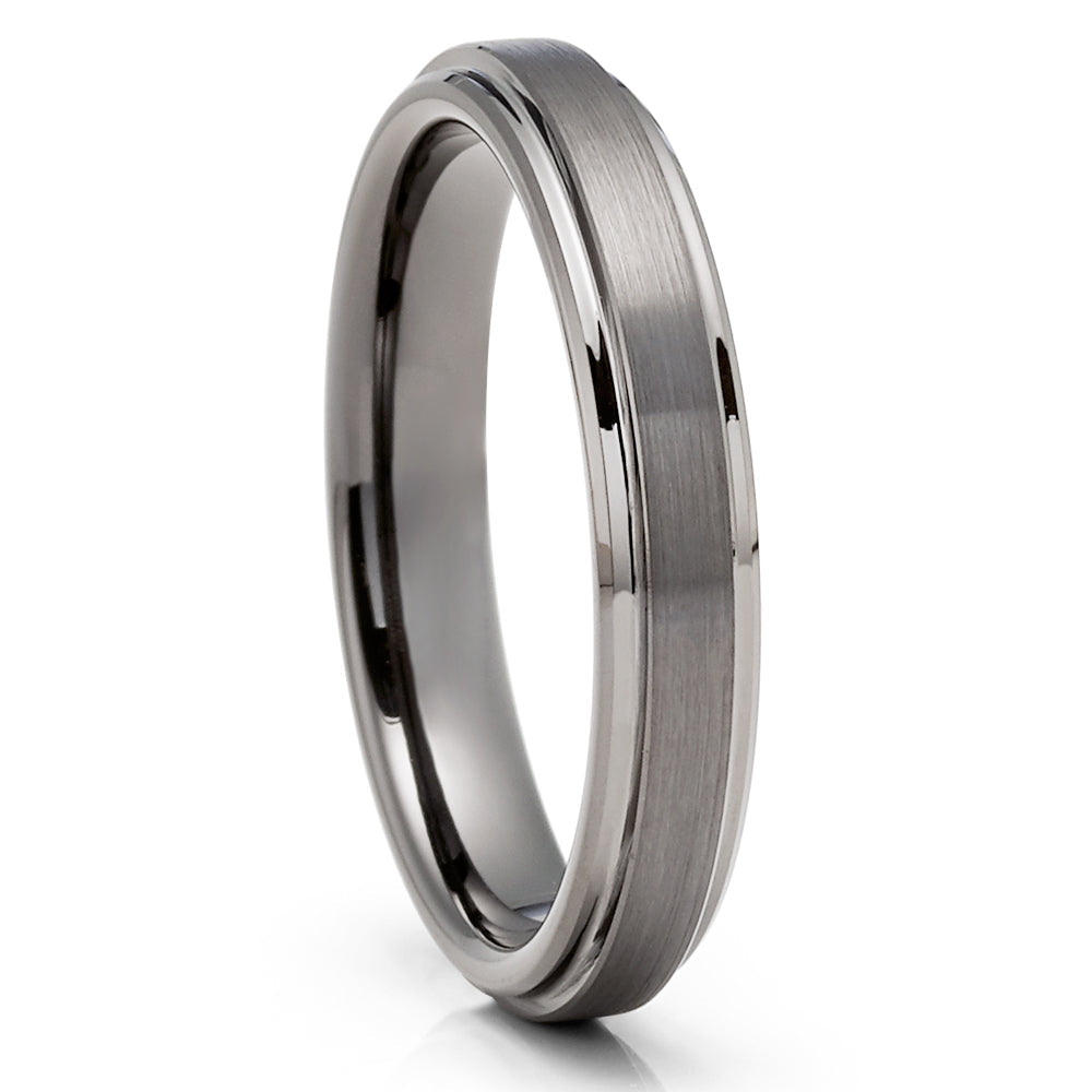 4mm Wedding Band Tungsten Wedding Ring Gunmetal Wedding Ring