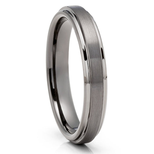 4mm Wedding Band Tungsten Wedding Ring Gunmetal Wedding Ring