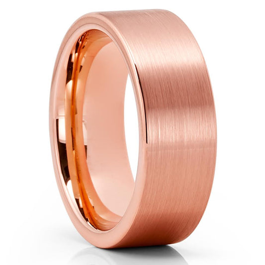 Rose Gold Wedding Ring Tungsten Wedding Ring 8mm Wedding Band