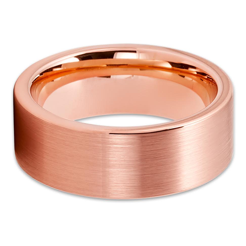 Rose Gold Wedding Ring Tungsten Wedding Ring 8mm Wedding Band