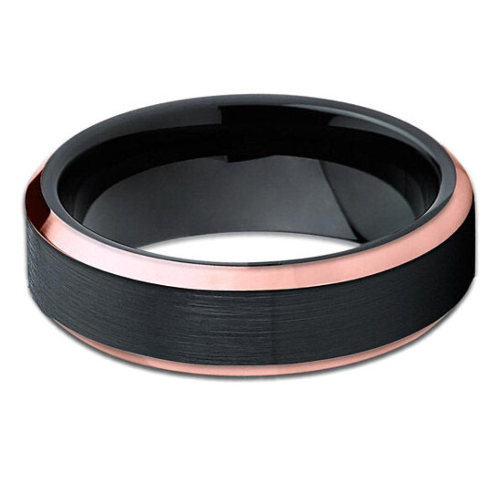 6mm Rose Gold Tungsten Ring Engagement Ring 6mm Wedding Ring Black Tungsten Ring