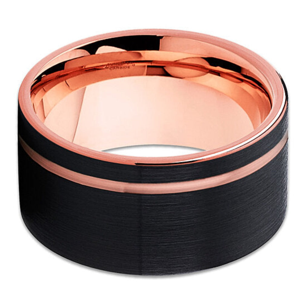 12mm Tungsten Wedding Ring Wedding Band Tungsten Carbide Ring Black