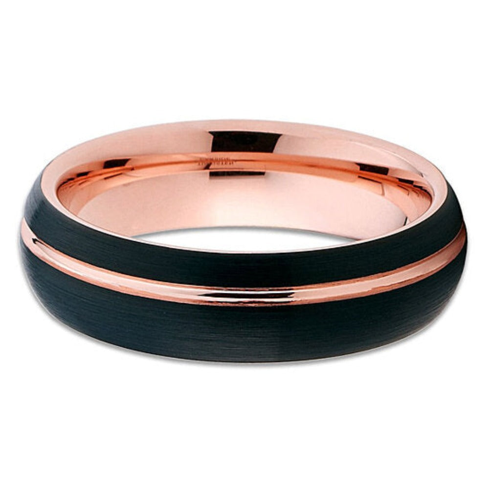 6mm Black Wedding Ring Rose Gold Tungsten Ring 6mm Wedding Ring Anniversary Ring