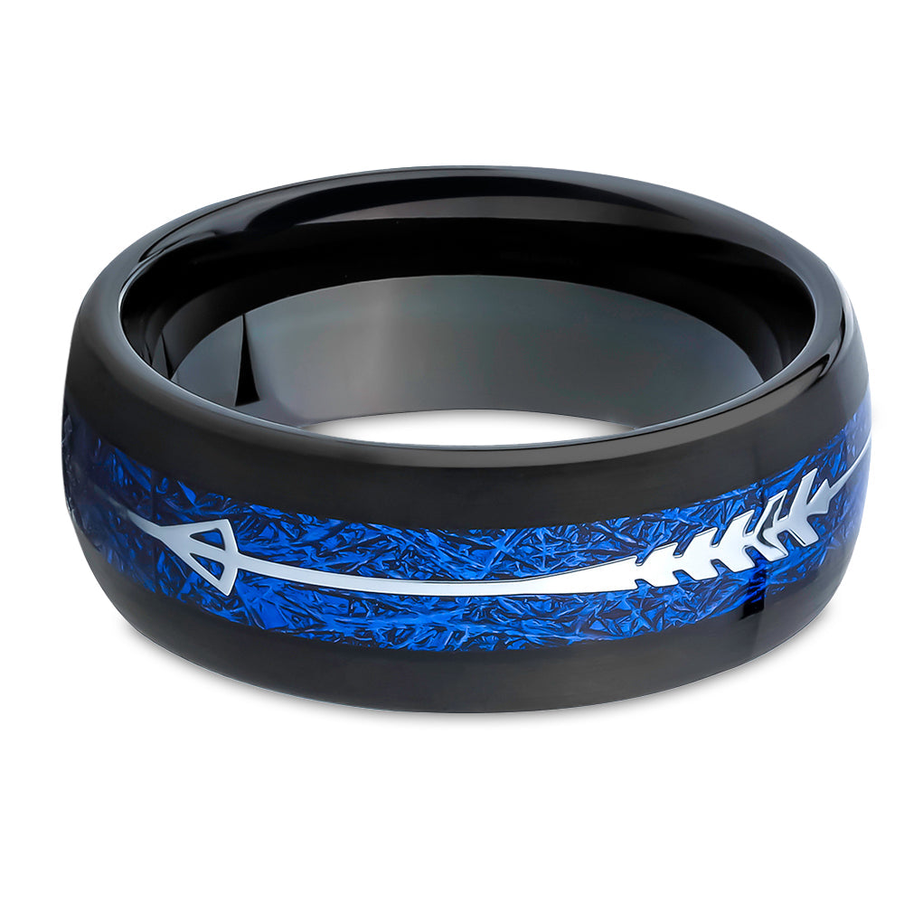 Meteorite Wedding Ring,Black Wedding Ring,8mm Tungsten Ring,Engagement Ring,Tungsten Carbide