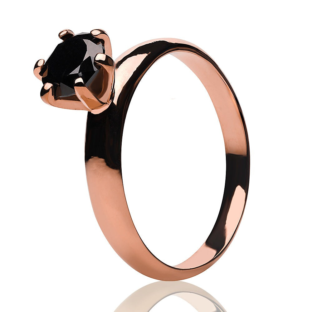 Solitaire Wedding Ring Rose Gold Wedding Ring Titanium Wedding Ring CZ