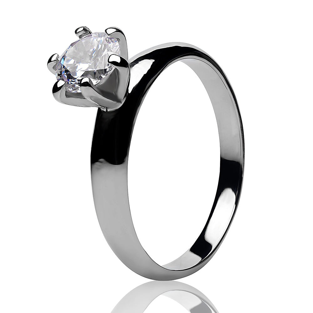 Titanium Wedding Ring CZ Wedding Ring Unique Tungsten Ring Silver