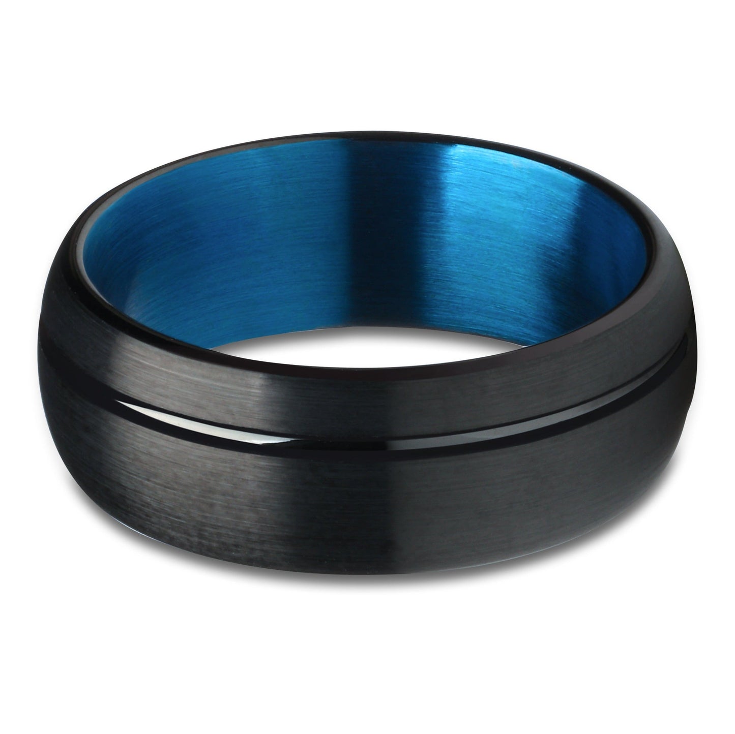 Black Tungsten Ring Matte Finish Ring Blue Wedding Ring Anniversary Ring