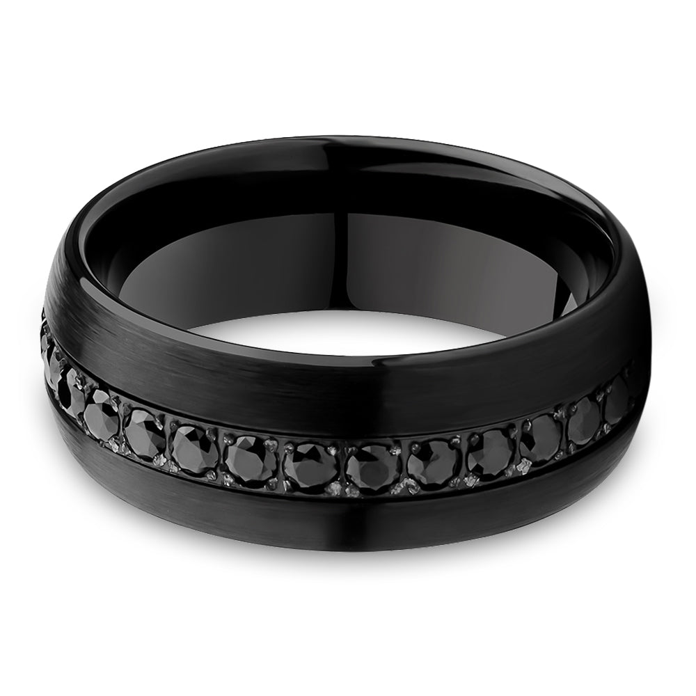 Black Tungsten Wedding Ring CZ Wedding Ring Tungsten Carbide Ring Man's Wedding Band