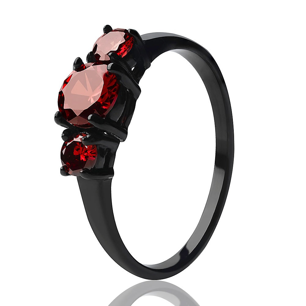 Black Solitaire Wedding Ring Ruby Wedding Ring Anniversary Ring Engagement