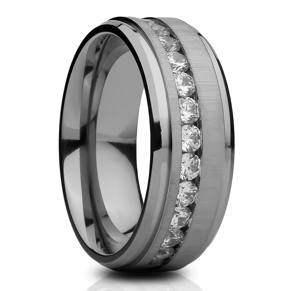 Titanium Wedding Ring CZ Wedding Band Anniversary Ring Engagement Ring