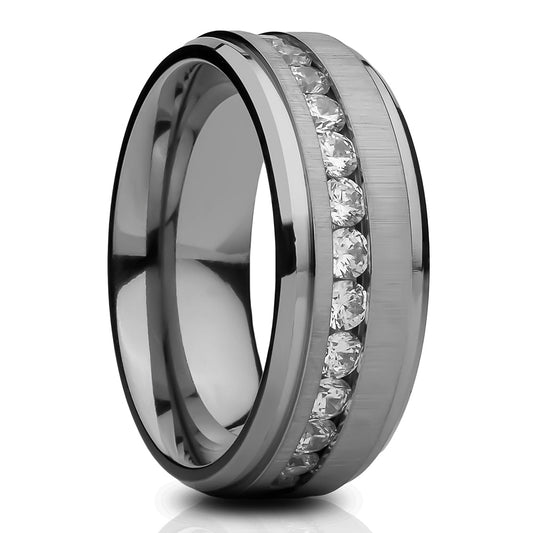 Titanium Wedding Ring CZ Wedding Band Anniversary Ring Engagement Ring