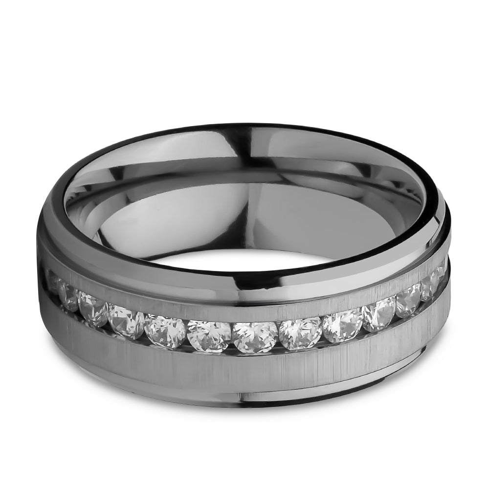 Titanium Wedding Ring CZ Wedding Band Anniversary Ring Engagement Ring