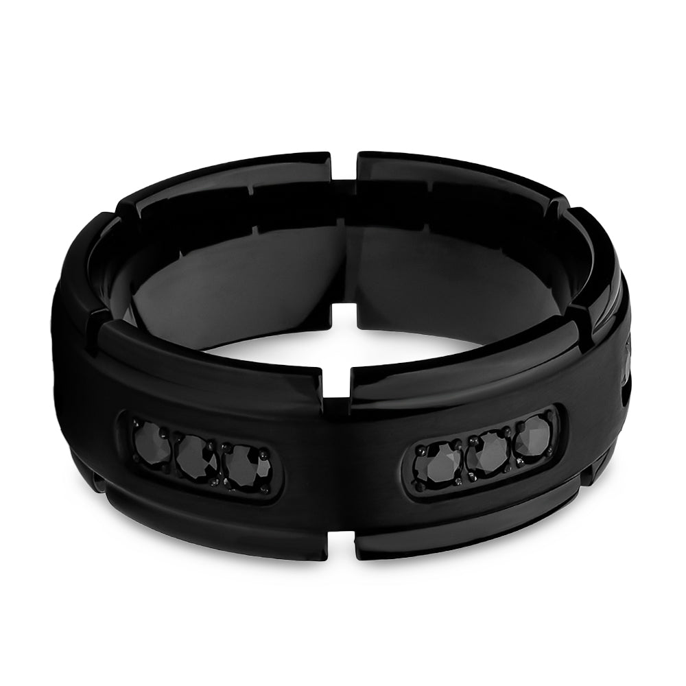 Titanium Wedding Ring Black Titanium Ring CZ Wedding Ring Engagement