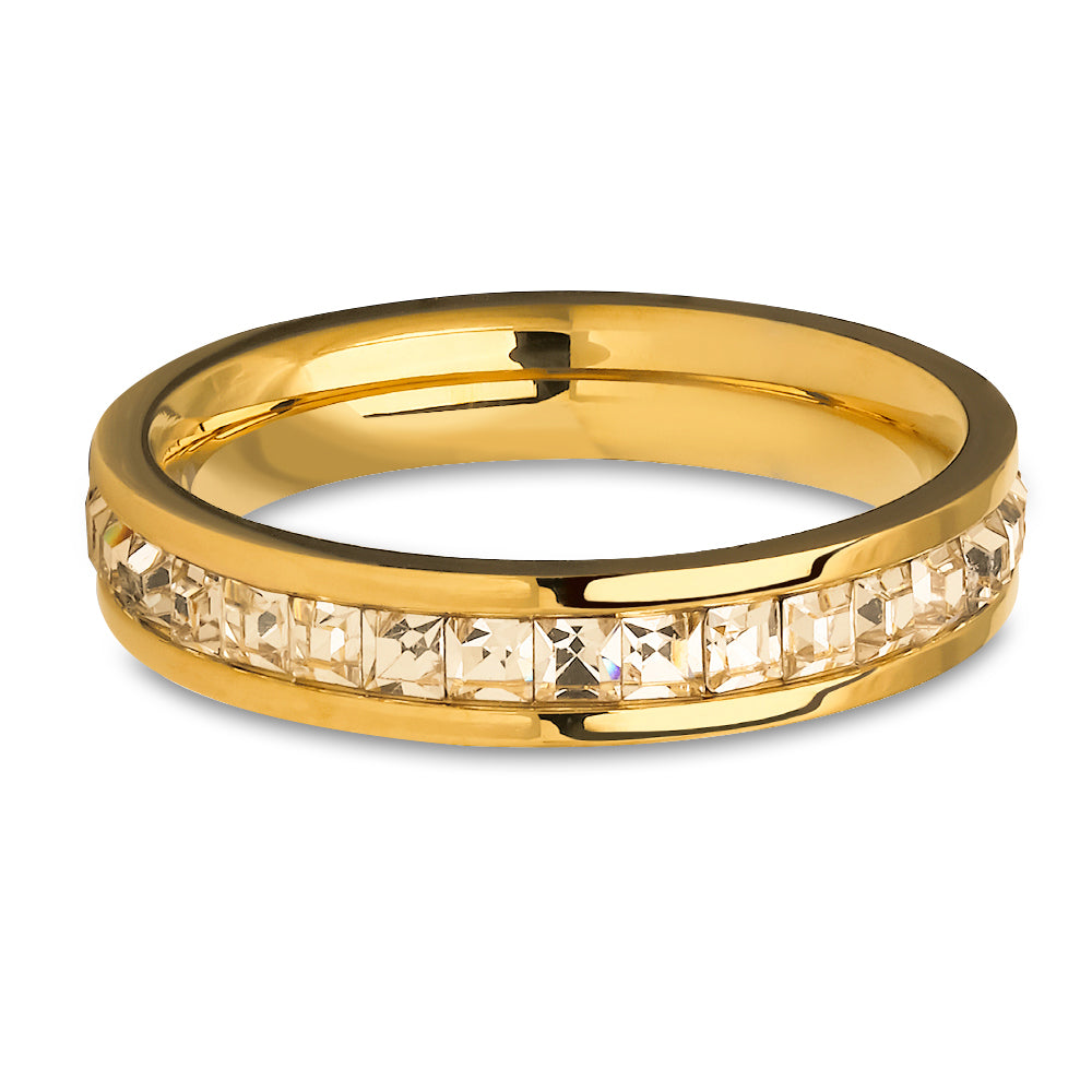 Titanium Wedding Ring Yellow Gold Ring CZ Wedding Ring Engagement