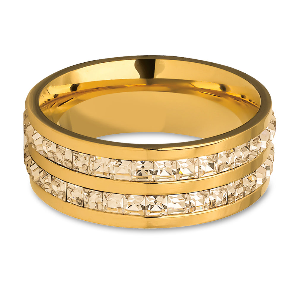 Yellow Gold Wedding Ring Titanium Wedding Ring CZ Wedding Ring Ladies