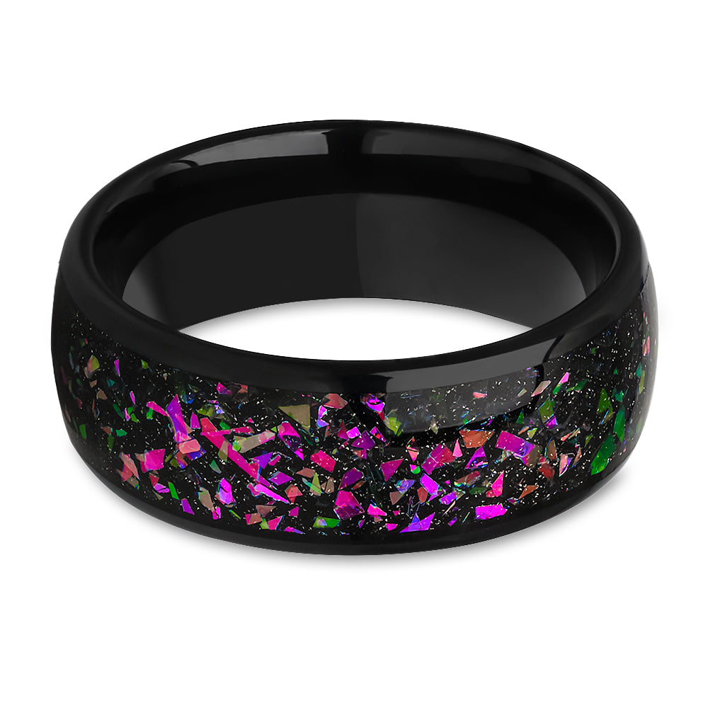 Purple Wedding Ring Black Tungsten Ring 8mm Wedding Ring Anniversary Ring