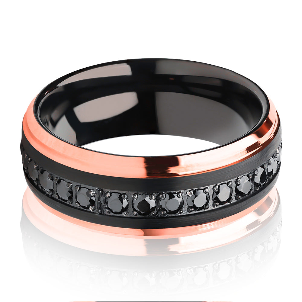 Rose Gold Wedding Ring CZ Wedding Ring Black Tungsten Ring Engagement Ring