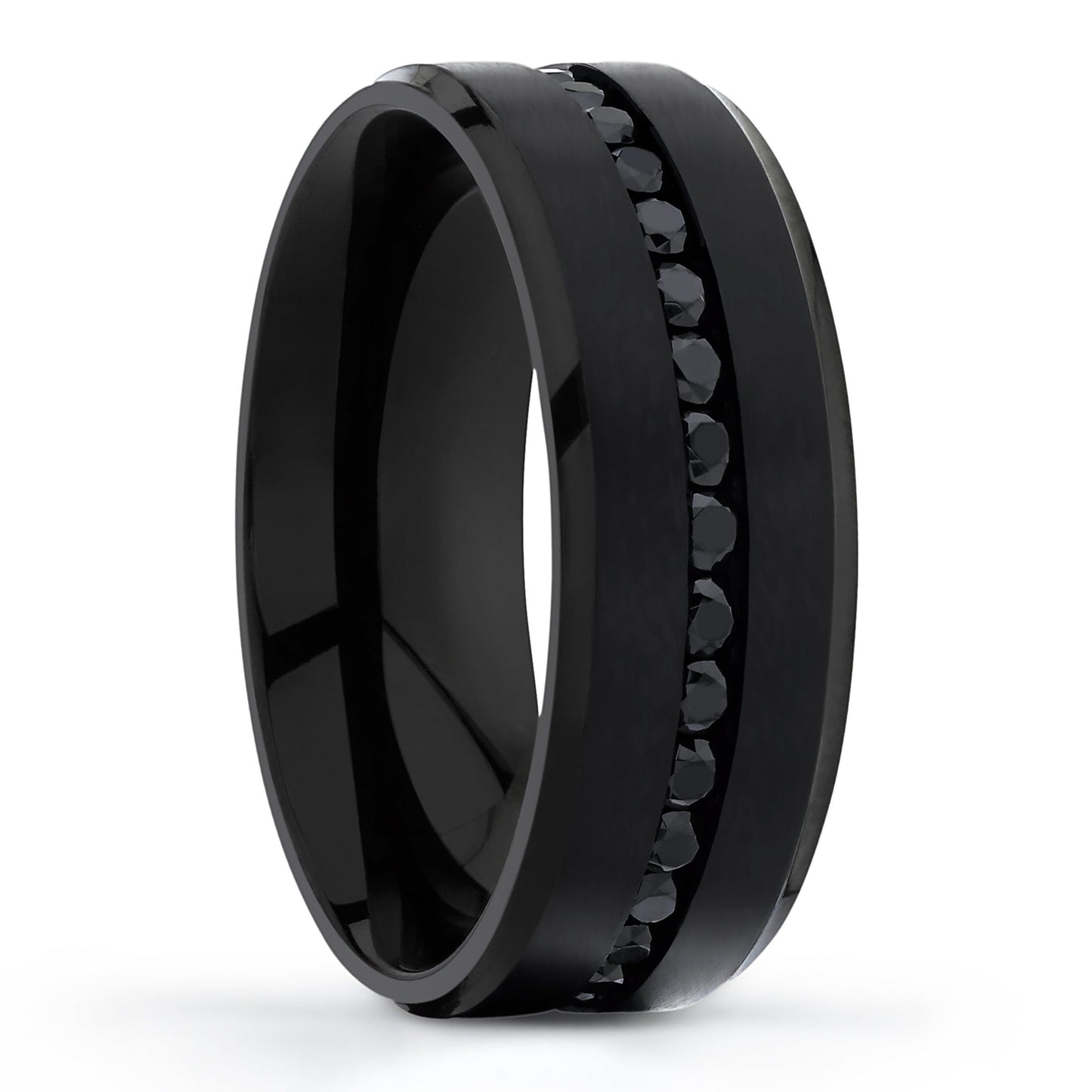 Titanium Wedding Ring Black Titanium Ring CZ Wedding Ring Unique