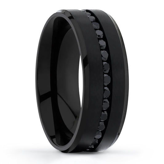 Titanium Wedding Ring Black Titanium Ring CZ Wedding Ring Unique