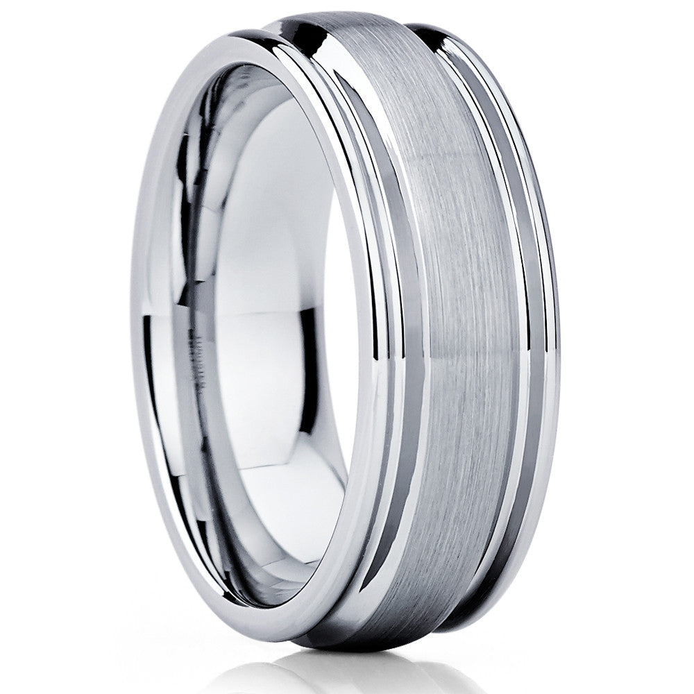 Tungsten Wedding Ring Silver Tungsten Ring 8mm Wedding Ring Man's