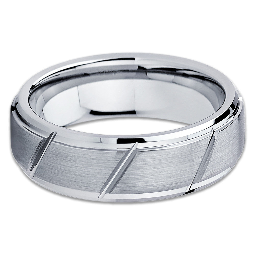 7mm Silver Tungsten Ring Engagement Ring Tungsten Carbide Ring Silver Ring