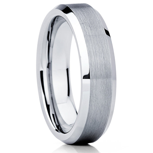 6mm Silver Tungsten Ring Engagement Ring Tungsten Carbide Ring Brush