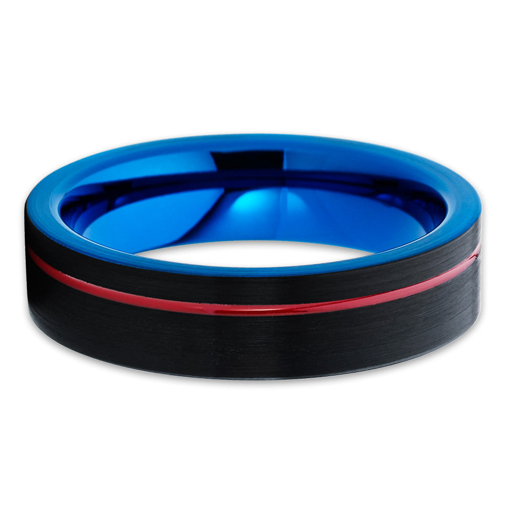 Red Wedding Ring Tungsten Wedding Ring Blue Ring