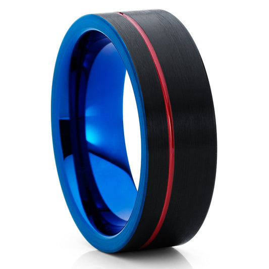 Blue Tungsten Ring Black Tungsten Wedding Ring Red Tungsten Ring Anniversary