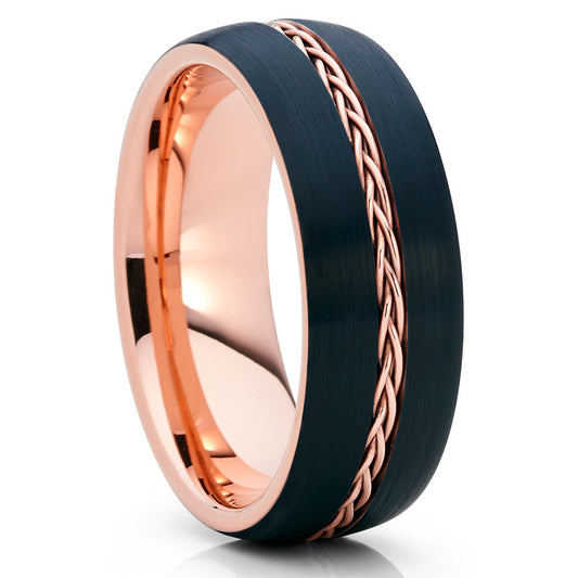 Rose Gold Tungsten Ring 8mm Wedding Ring Rose Gold Wedding Band
