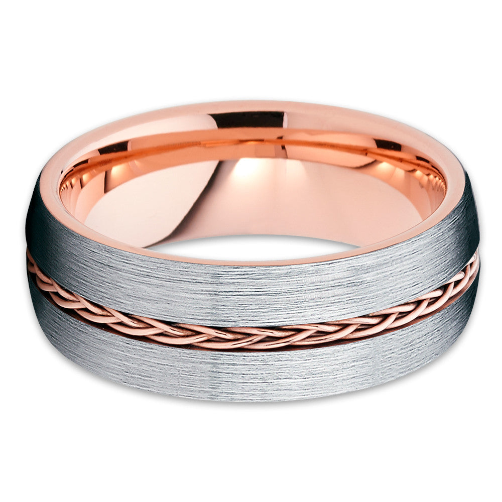 Braid Wedding Ring Rose Gold Wedding Ring Tungsten Wedding Ring Silver