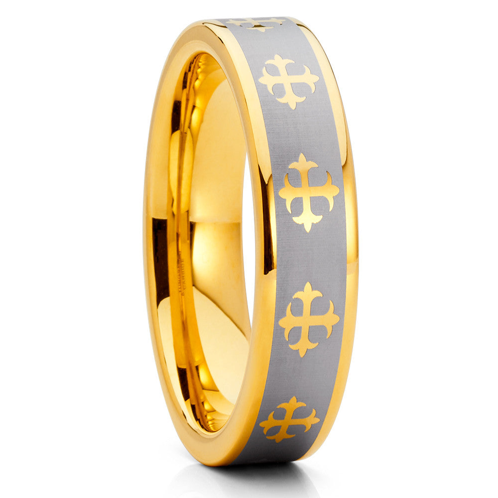 Yellow Gold Tungsten Wedding Ring 5mm Wedding Ring Engagement