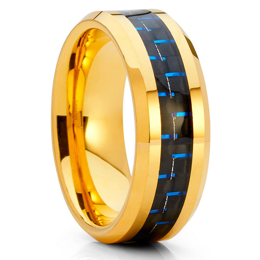 Yellow Gold Tungsten Ring Engagement Ring 8mm Wedding Ring