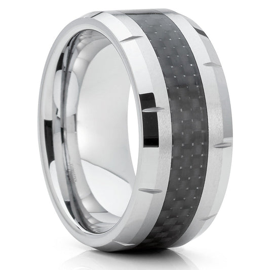 9mm Wedding Ring Tungsten Wedding Band Man's Wedding Ring Carbon Fiber Ring