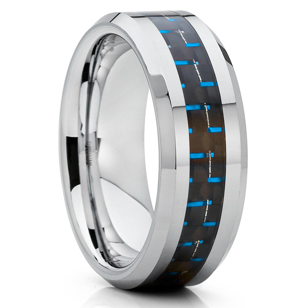 Carbon Fiber Wedding Ring Tungsten Wedding Ring 8mm Wedding Ring