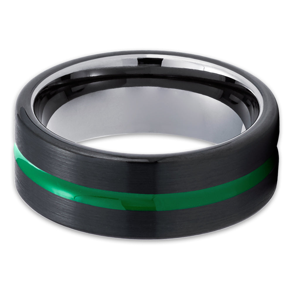 Gunmetal Wedding Ring,Green Tungsten Ring,Engagement Ring,8mm Wedding Ring,Anniversary Ring,Black Tungsten Ring