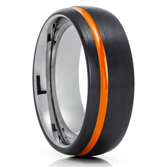 Orange Tungsten Ring Black Wedding Ring Tungsten Carbide