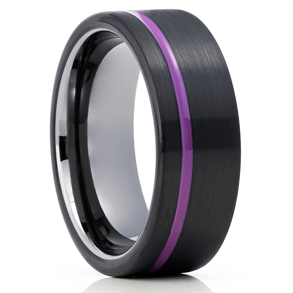 Purple Wedding Ring 8mm Tungsten Ring Engagement Ring Anniversary