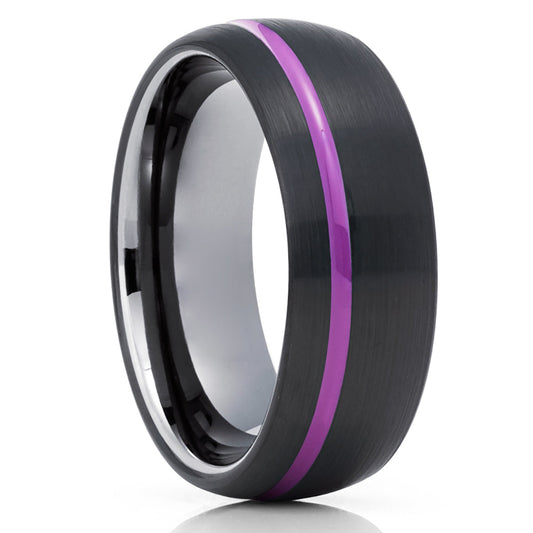 Purple Wedding Ring Black Tungsten Ring Tungsten Carbide Ring