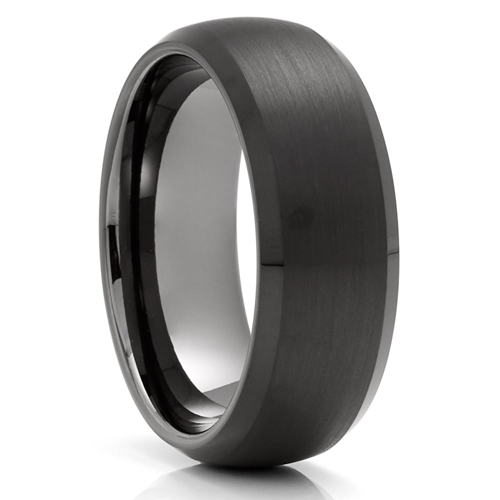 Gunmetal Wedding Ring,Black Tungsten Ring,8mm Wedding Ring,Tungsten Carbide Ring,Dome Wedding Ring,Comfort Fit Ring