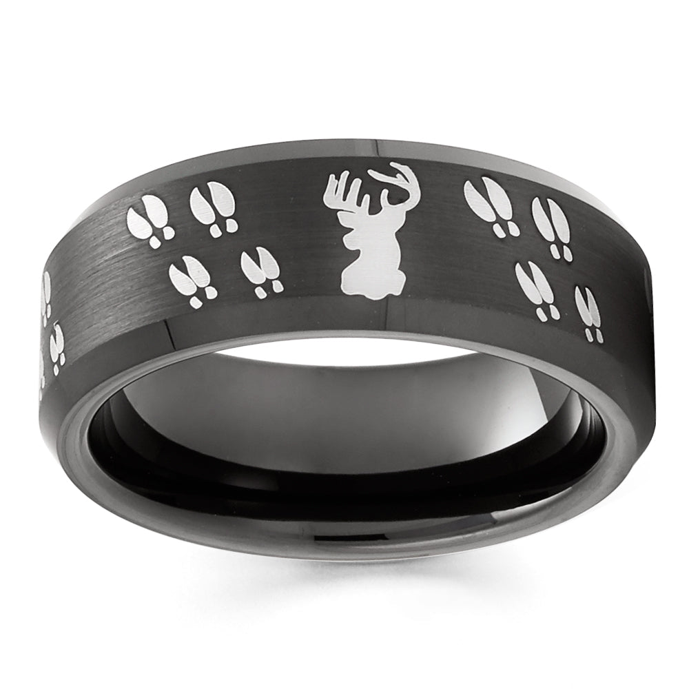 Buck Wedding Ring Deer Wedding Ring Hunters Wedding Band Tungsten Carbide Ring