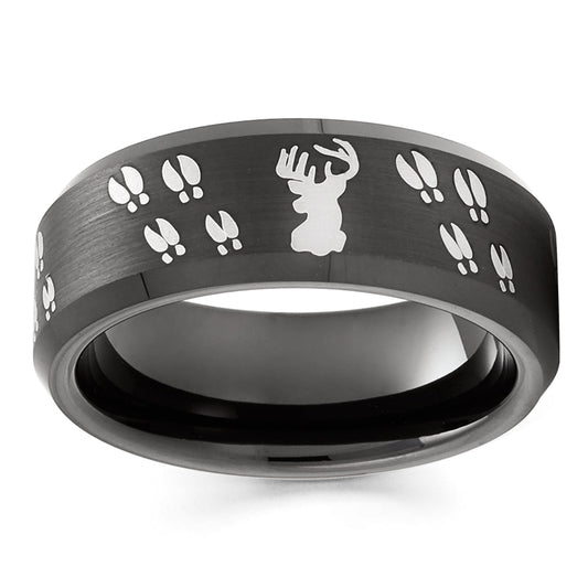 Buck Wedding Ring Deer Wedding Ring Hunters Wedding Band Tungsten Carbide Ring