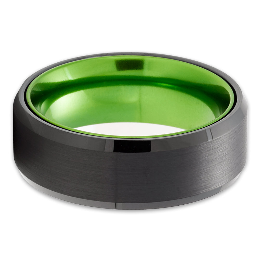 Green Tungsten Ring,Engagement Ring,Black Tungsten Ring,8mm Wedding Ring,Tungsten Carbide Ring,Comfort Fit