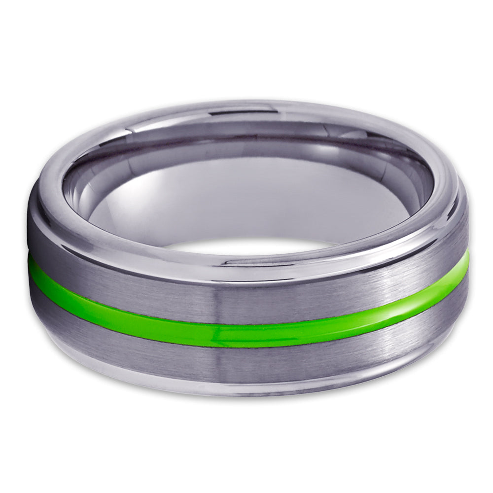 Gunmetal Wedding Ring,Green Tungsten Ring,8mm Wedding Ring,Tungsten Wedding Ring,Engagement Ring,Comfort Fit Ring